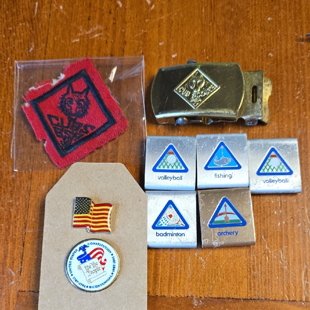 Cub Scouts Wolf Rank Belt Buckle Belt Awards And Vintage Cubs BSA Patch Flag Pin
